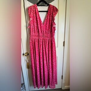 ARULA Pink Floral Maxi Dress NWT
